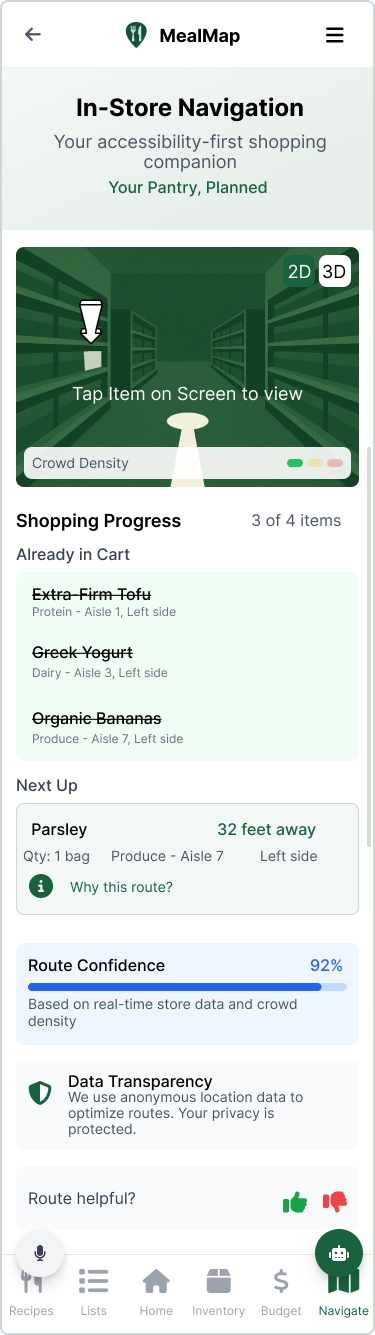 Meal planning wireframe before iteration